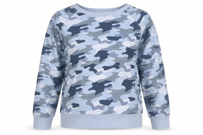 M&S Collection Women's Blue Camo Crew Neck Pullover Sweatshirt UK 14