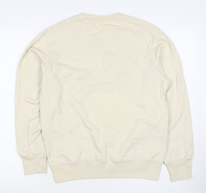 UNIQLO Men’s Beige M Crew Neck Pullover Cotton Sweatshirt Classic