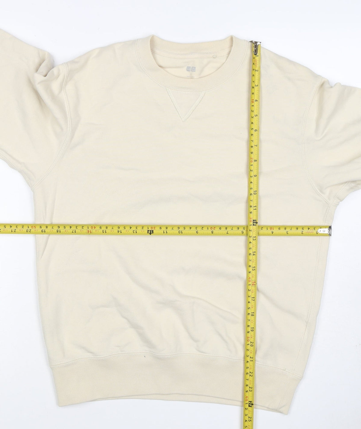 UNIQLO Men’s Beige M Crew Neck Pullover Cotton Sweatshirt Classic