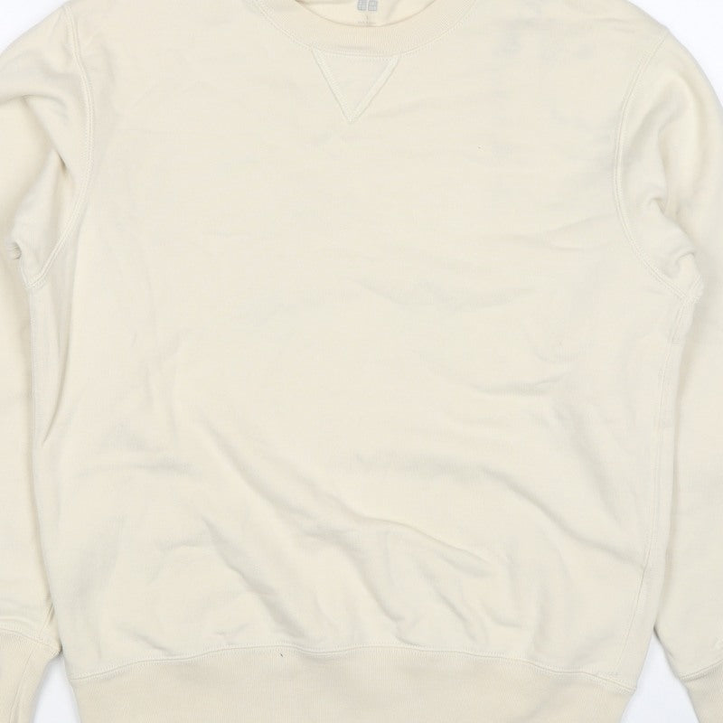 UNIQLO Men’s Beige M Crew Neck Pullover Cotton Sweatshirt Classic