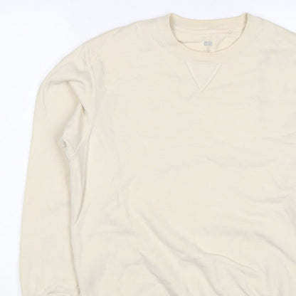 UNIQLO Men’s Beige M Crew Neck Pullover Cotton Sweatshirt Classic