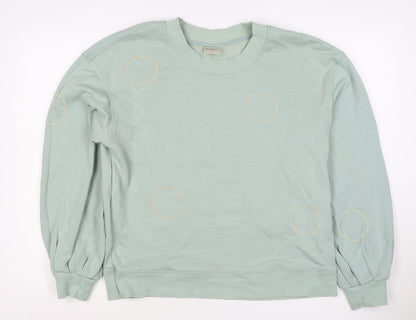 Selected Femme Unisex Green L Embroidered Circle Pullover Sweatshirt