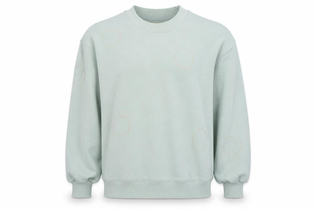 Selected Femme Unisex Green L Embroidered Circle Pullover Sweatshirt