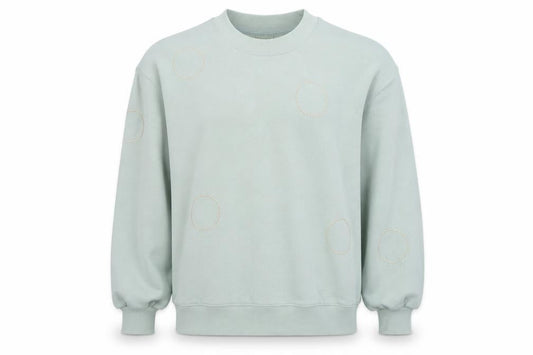 Front view of Selected Femme unisex green l embroidered circle pullover sweatshirt