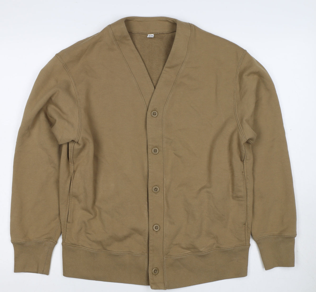 UNIQLO Men’s Brown M Button V-Neck Cardigan Sweatshirt Pockets