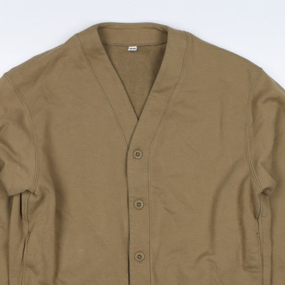 UNIQLO Men’s Brown M Button V-Neck Cardigan Sweatshirt Pockets