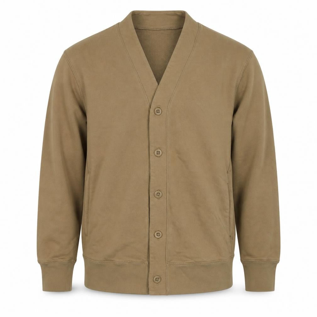 UNIQLO Men’s Brown M Button V-Neck Cardigan Sweatshirt Pockets