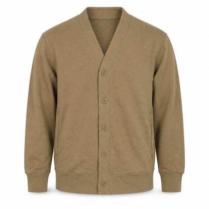 UNIQLO Men’s Brown M Button V-Neck Cardigan Sweatshirt Pockets