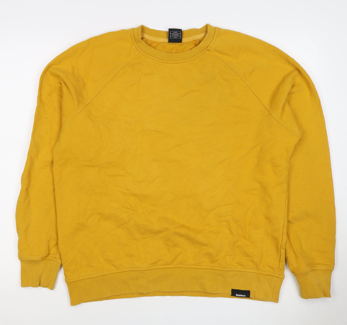 Finisterre Men’s Yellow L Crew Neck Pullover Cotton Sweatshirt