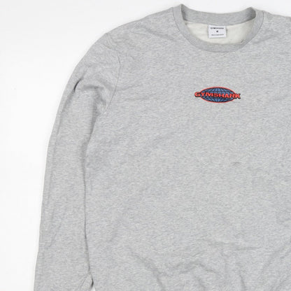 Gymshark Men Grey M Pullover Crew Neck Graphic Print Sweatshirt