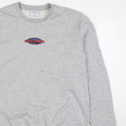 Gymshark Men Grey M Pullover Crew Neck Graphic Print Sweatshirt