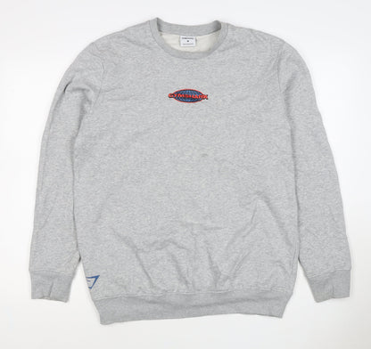 Gymshark Men Grey M Pullover Crew Neck Graphic Print Sweatshirt