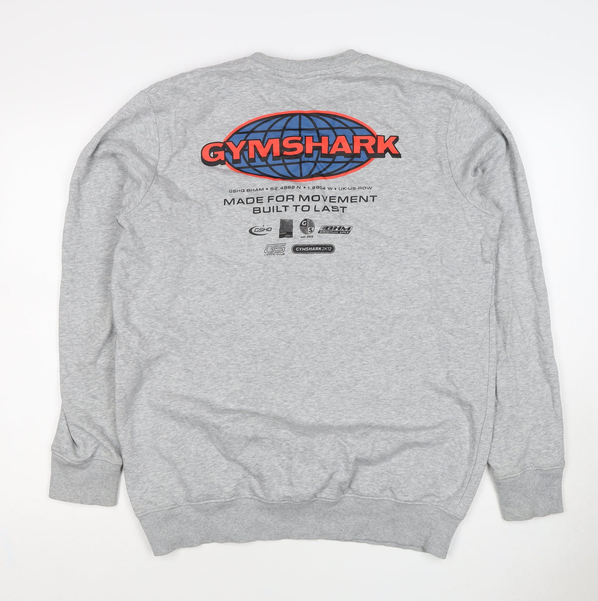 Gymshark Men Grey M Pullover Crew Neck Graphic Print Sweatshirt