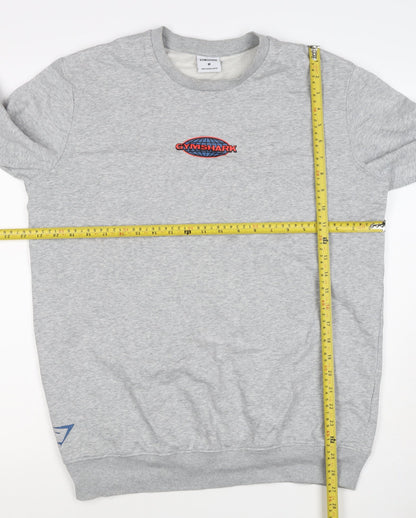 Gymshark Men Grey M Pullover Crew Neck Graphic Print Sweatshirt