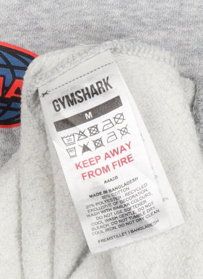 Gymshark Men Grey M Pullover Crew Neck Graphic Print Sweatshirt