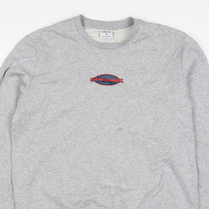 Gymshark Men Grey M Pullover Crew Neck Graphic Print Sweatshirt