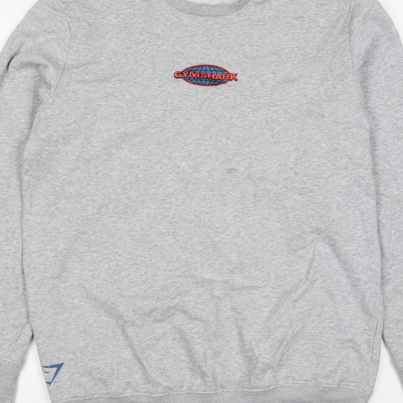 Gymshark Men Grey M Pullover Crew Neck Graphic Print Sweatshirt