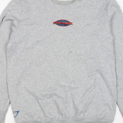 Gymshark Men Grey M Pullover Crew Neck Graphic Print Sweatshirt