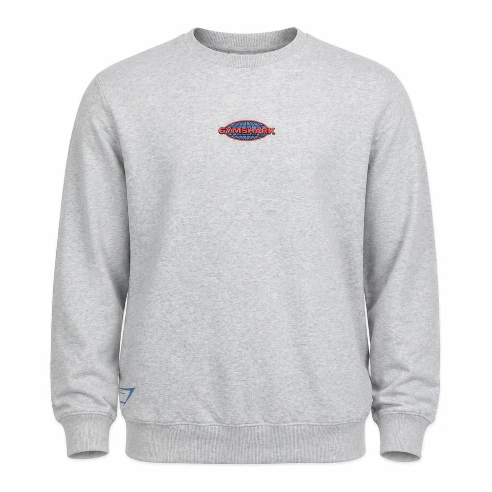 Gymshark Men Grey M Pullover Crew Neck Graphic Print Sweatshirt