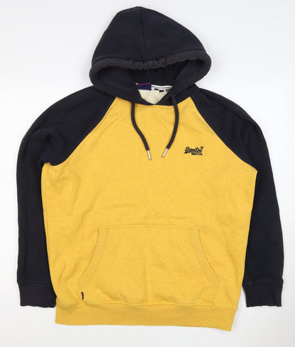 Superdry Men’s Yellow Black 2XL Pullover Logo Hooded Hoodie