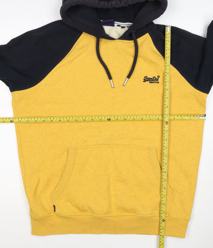 Superdry Men’s Yellow Black 2XL Pullover Logo Hooded Hoodie