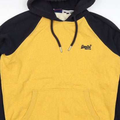 Superdry Men’s Yellow Black 2XL Pullover Logo Hooded Hoodie