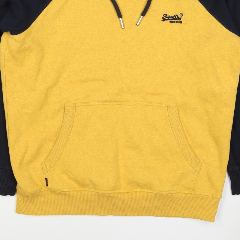 Superdry Men’s Yellow Black 2XL Pullover Logo Hooded Hoodie