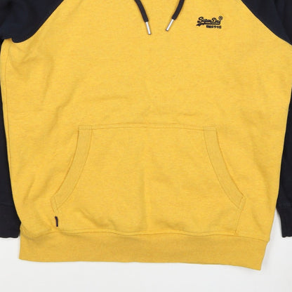 Superdry Men’s Yellow Black 2XL Pullover Logo Hooded Hoodie