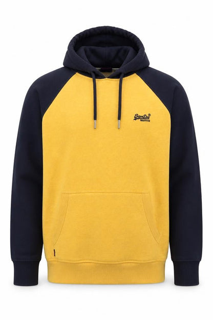 Superdry Men’s Yellow Black 2XL Pullover Logo Hooded Hoodie