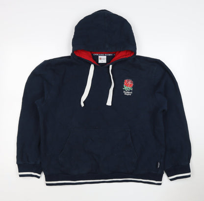 England Rugby Men's Blue XL Pullover Hoodie Embroidered Sports