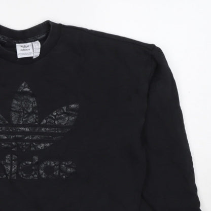 adidas Girls Black 9-10 Years Pullover Sweatshirt Trefoil Logo
