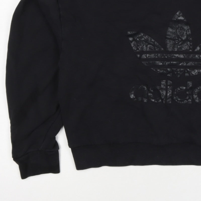 adidas Girls Black 9-10 Years Pullover Sweatshirt Trefoil Logo