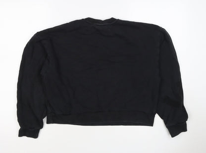 adidas Girls Black 9-10 Years Pullover Sweatshirt Trefoil Logo