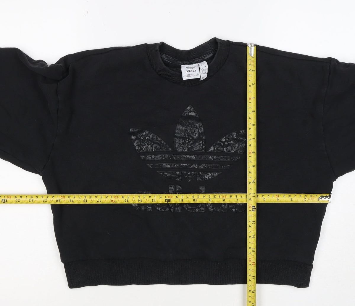 adidas Girls Black 9-10 Years Pullover Sweatshirt Trefoil Logo
