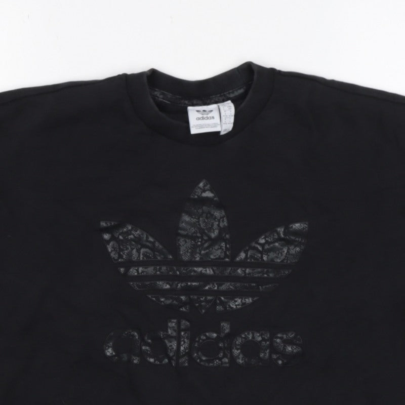 adidas Girls Black 9-10 Years Pullover Sweatshirt Trefoil Logo