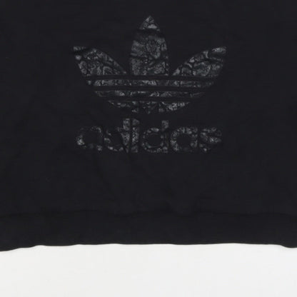adidas Girls Black 9-10 Years Pullover Sweatshirt Trefoil Logo