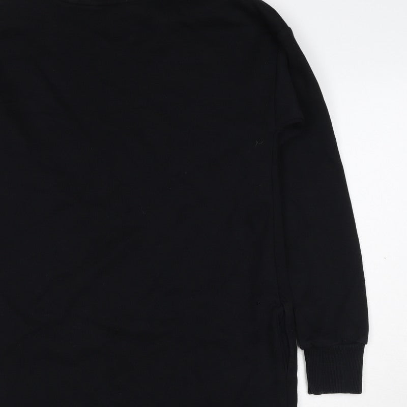 Next Women’s Black XS Jumper Dress Long Sleeve Crew Neck Side Slit