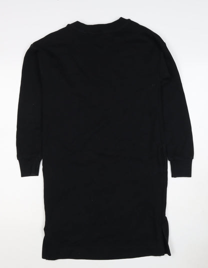 Next Women’s Black XS Jumper Dress Long Sleeve Crew Neck Side Slit