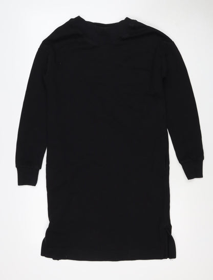 Next Women’s Black XS Jumper Dress Long Sleeve Crew Neck Side Slit