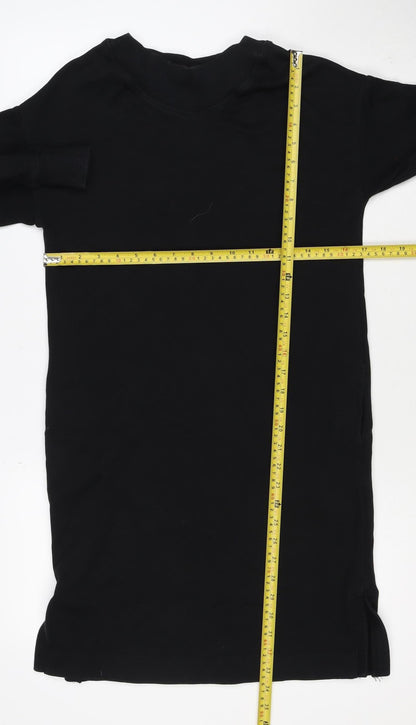 Next Women’s Black XS Jumper Dress Long Sleeve Crew Neck Side Slit