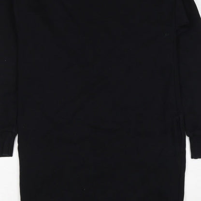 Next Women’s Black XS Jumper Dress Long Sleeve Crew Neck Side Slit