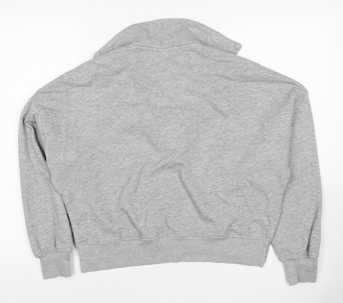 Monki Women Grey S Hooded V-Neck Pullover Sweatshirt Fleece