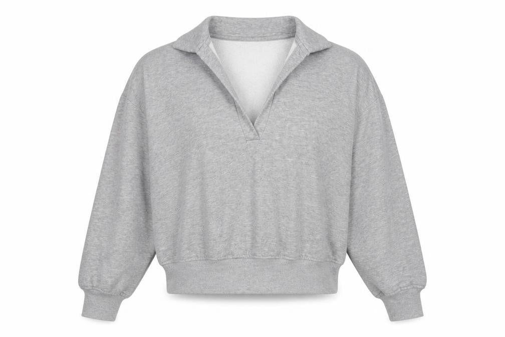 Monki Women Grey S Hooded V-Neck Pullover Sweatshirt Fleece