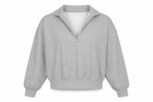 Monki Women Grey S Hooded V-Neck Pullover Sweatshirt Fleece