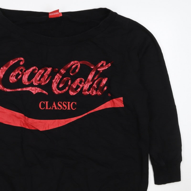 Coca-Cola Women’s Black L Classic Sequin Logo Pullover Sweatshirt