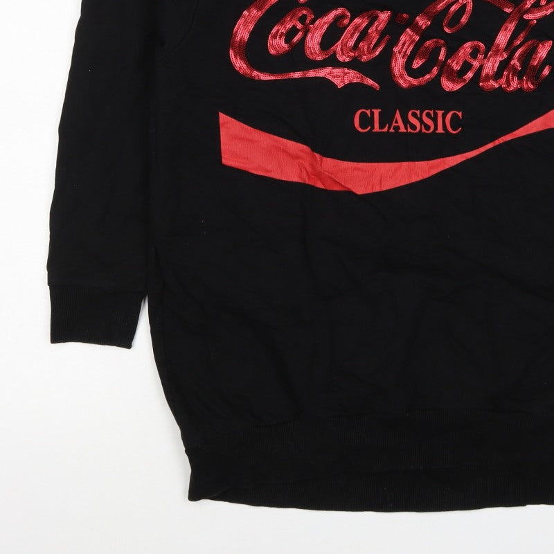 Coca-Cola Women’s Black L Classic Sequin Logo Pullover Sweatshirt