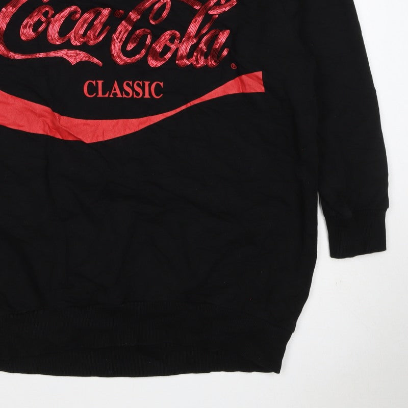 Coca-Cola Women’s Black L Classic Sequin Logo Pullover Sweatshirt