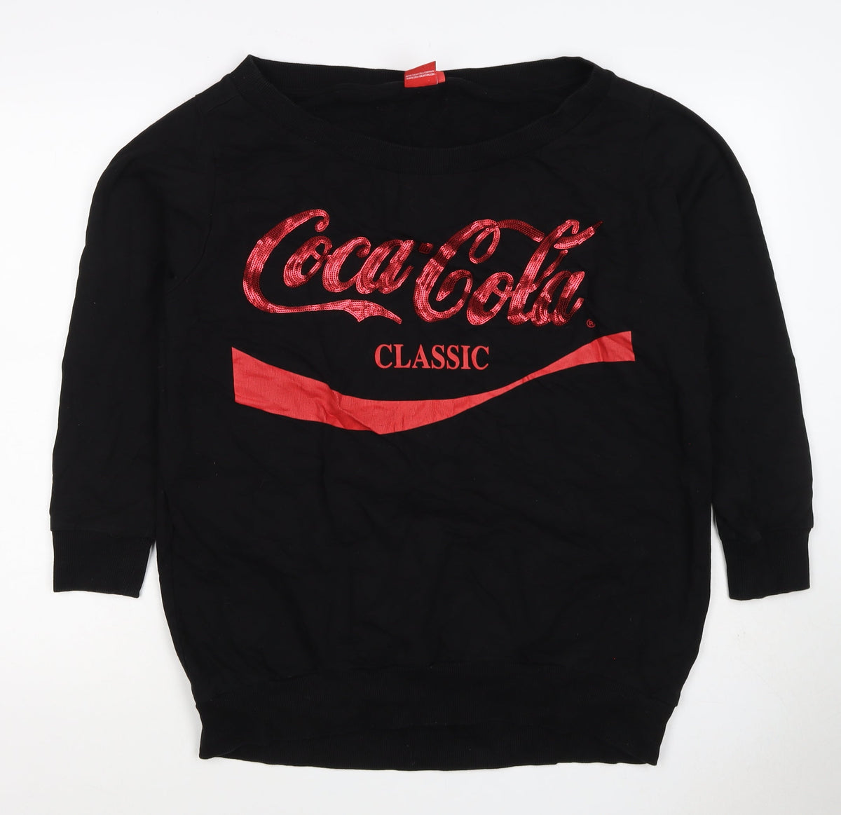 Coca-Cola Women’s Black L Classic Sequin Logo Pullover Sweatshirt