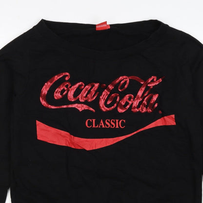 Coca-Cola Women’s Black L Classic Sequin Logo Pullover Sweatshirt