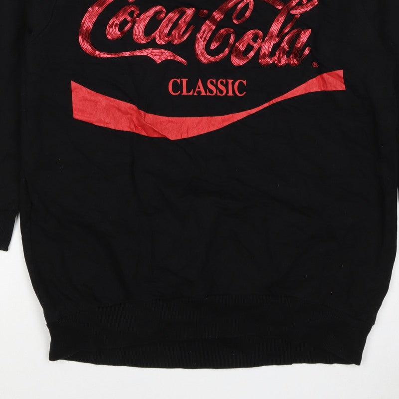 Coca-Cola Women’s Black L Classic Sequin Logo Pullover Sweatshirt